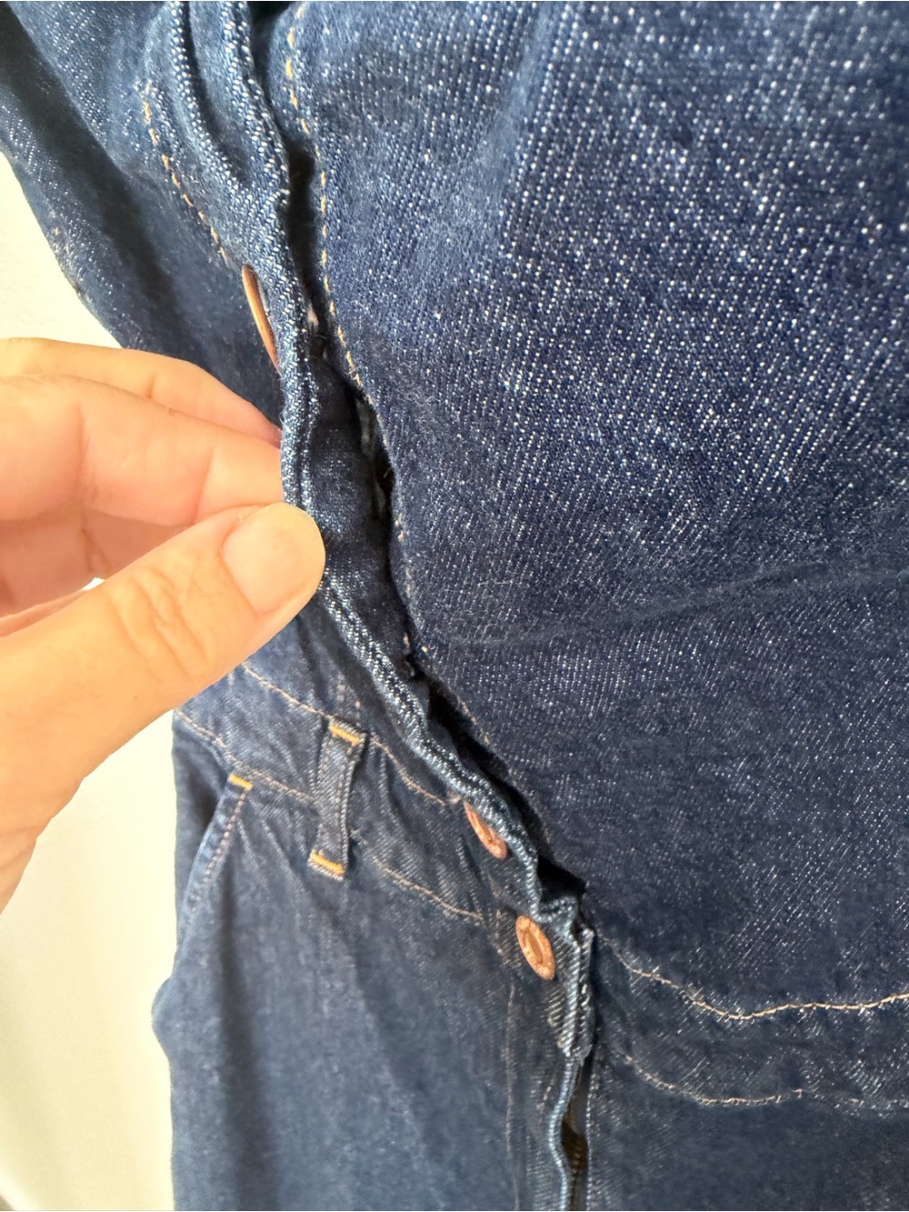 GAP Dark Blue Strapless Denim Button-Front Jumpsuit - Picture 5 of 11